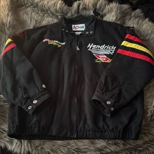 Chase Authentics Black Bomber Jacket with Red and Yellow Accents